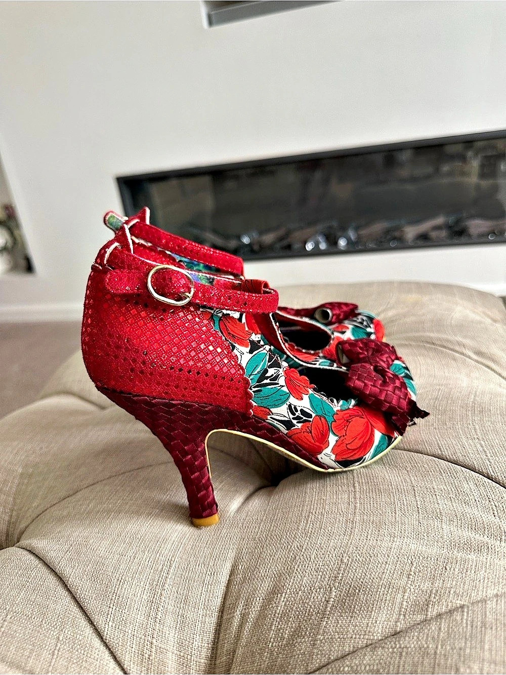 Irregular Choice Just In Time Floral Bow Heels Red & Multicolor US 8 - Picture 5 of 10